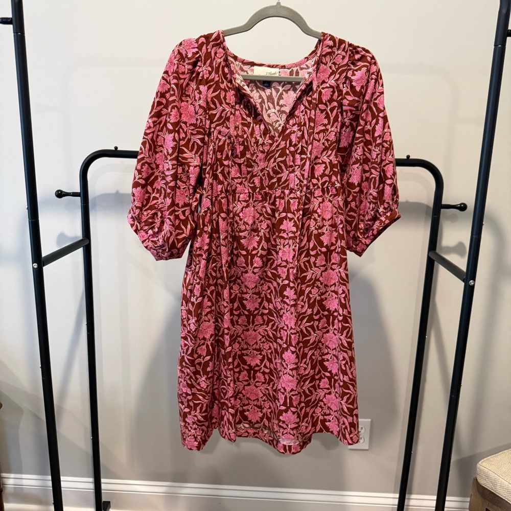 Universal Thread Pink and Burgundy Floral Dress - Picture 2 of 6